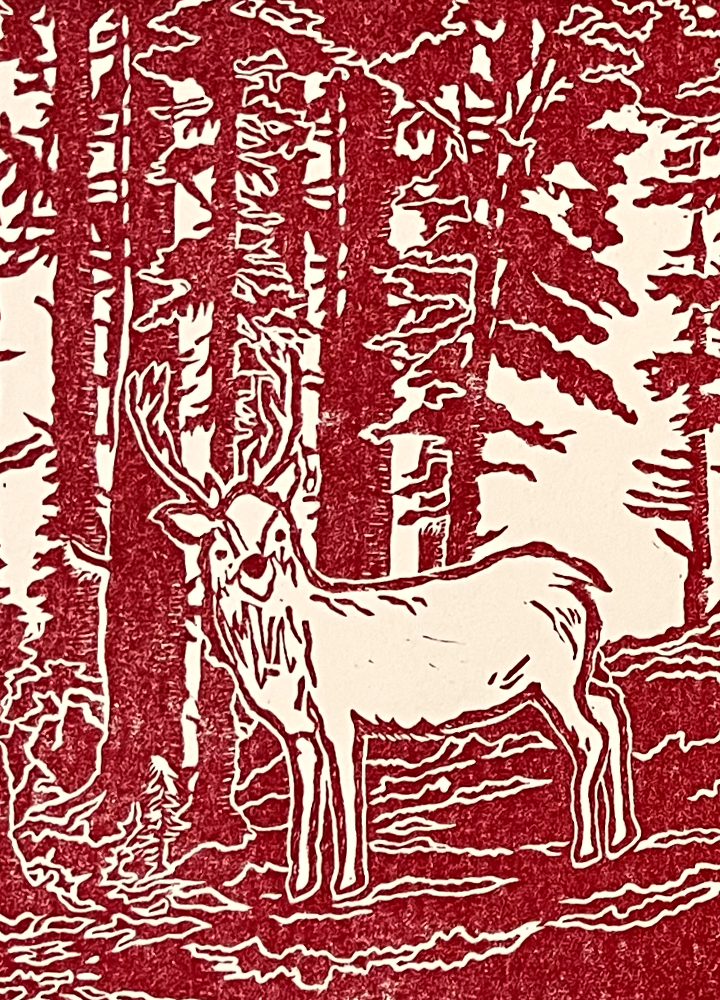 Forest Deer – Hand Carved & Printed